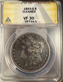 1893-S Morgan Silver Dollar VF30 Details, ANACS (14446)