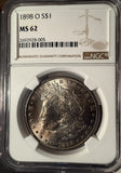 1898-O Morgan Silver Dollar, MS62 NGC, (14477)
