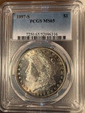 1897-S Morgan Silver Dollar, MS65 PCGS, (14481)