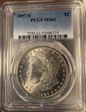 1897-S Morgan Silver Dollar, MS63 PCGS, (14483)