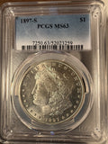 1897-S Morgan Silver Dollar, MS63 PCGS, (14485)