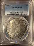 1897-O Morgan Silver Dollar, AU58 PCGS, (14495)