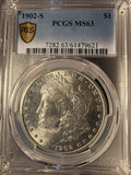 1902-S Morgan Silver Dollar, MS63 PCGS GS, (14506)