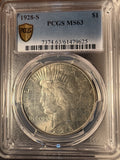 1928-S Peace Silver Dollar, MS63 PCGS, (14536)