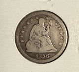 1856 Seated Liberty Quarter, Circulated. (14588)