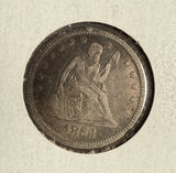 1858 Seated Liberty Quarter, Circulated. (14594)
