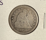 1876-S Seated Liberty Quarter, Circulated. (14600)