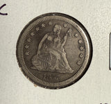 1877-CC Seated Liberty Quarter, Circulated. (14602)