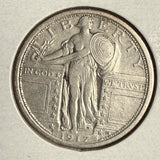 1917 Type-1 Standing Liberty Quarter, AU Det. (14654)