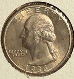 1936 Washington Quarter, MS60+. (14766)