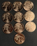 1oz .999 Copper Buffalo Round, Lot of 10Pcs. Brand new, Tube Fresh,