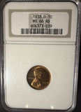 1938-D Lincoln Wheat Cent, MS66RD NGC, (14795)