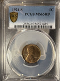 1924-S Lincoln Wheat Cent, MS65RB PCGS GS, (14818)