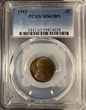 1911 Lincoln Wheat Cent, MS63BN, PCGS. (14874)