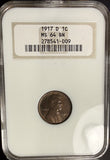 1917-D Lincoln Wheat Cent, MS64BN. NGC (14896)