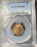 1917 Lincoln Wheat Cent, MS64RD, PCGS. (14898)
