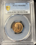 1909-VDB Lincoln Wheat Cent, MS66RD, PCGS GS. (14900)