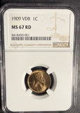 1909-VDB Lincoln Wheat Cent, MS67RD, NGC. (14902)