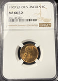 1909-S/S Lincoln Wheat Cent, MS66RD, NGC. (14908)