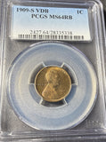 1909-S VDB Lincoln Wheat Cent, MS64RB, PCGS. (14918)