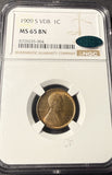 1909-S VDB Lincoln Wheat Cent, MS65BN, NGC+CAC. (14926)