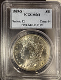 1889-S Morgan Silver Dollar, MS64 PCGS, (14992)