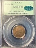 1914-D Lincoln Wheat Cent, MS64RB PCGS+CAC, OGH (14996)