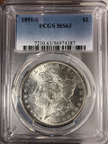 1891-S Morgan Silver Dollar, MS63 PCGS, (15016)