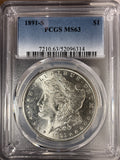 1891-S Morgan Silver Dollar, MS63 PCGS, (15020)