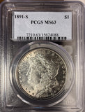 1891-S Morgan Silver Dollar, MS63 PCGS, (15022)