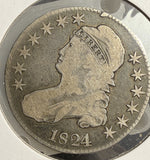 1824/1 Capped Bust Half Dollar, Circulated, 0-101a, (15070)