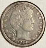 1894-O Barber Half Dollar, Circulated. (15090)