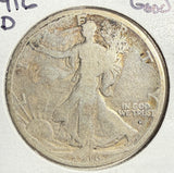 1916-D Walking Liberty Half Dollar, Circulated, (15153)