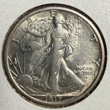 1917-D OBV Walking Liberty Half Dollar, CH AU, (15157)