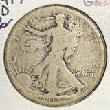 1917-D REV Walking Liberty Half Dollar, Circulated, (15161)