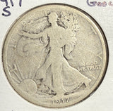 1917-S REV Walking Liberty Half Dollar, Circulated, (15163)