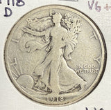1918-D Walking Liberty Half Dollar, Circulated, (15167)