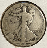 1921-D Walking Liberty Half Dollar, Circulated, (15180)