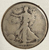 1921-D Walking Liberty Half Dollar, Circulated, (15182)