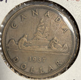 1937 Canadian Silver Dollar, AU (15200) Toned