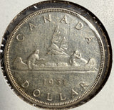 1951 Canadian Silver Dollar, AU+ (15210)