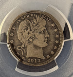 1913-S Barber Quarter, F-15 PCGS+CAC GS.(15257)