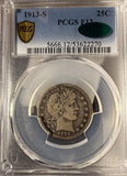 1913-S Barber Quarter, F-15 PCGS+CAC GS.(15257)