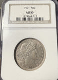 1901 Barber Half Dollar, AU55 NGC  (15261)