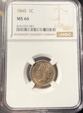 1860 Indian Head Cent, MS66 NGC, (15276)