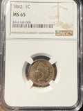 1862 Indian Head Cent, MS65 NGC, (15282)