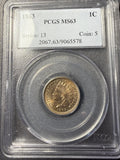 1863 Indian Head Cent, MS63 PCGS, (15284)
