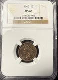 1863 Indian Head Cent, MS63 NGC, (15286)