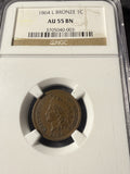 1864-L Indian Head Cent, AU55 NGC, (15300)
