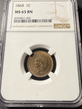 1868 Indian Head Cent, MS65BN NGC, (15306)